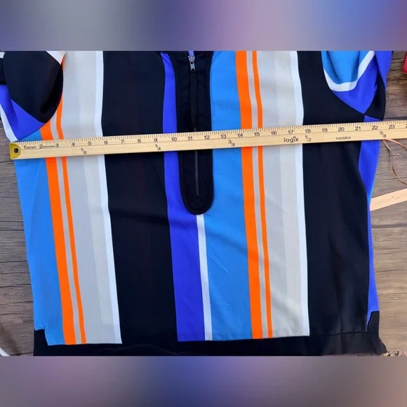 Gibson NWT Multicolor Striped‎ Blouse size L - Picture 7 of 13